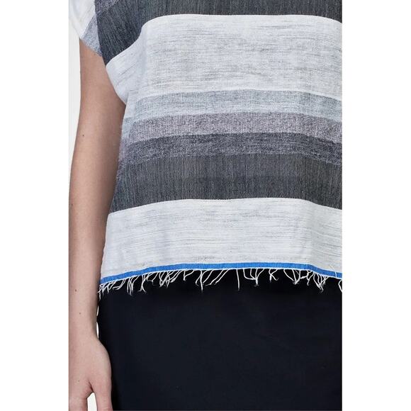 LemLem Gray Striped Debizaza Hooded Poncho Large NEW - Picture 4 of 14